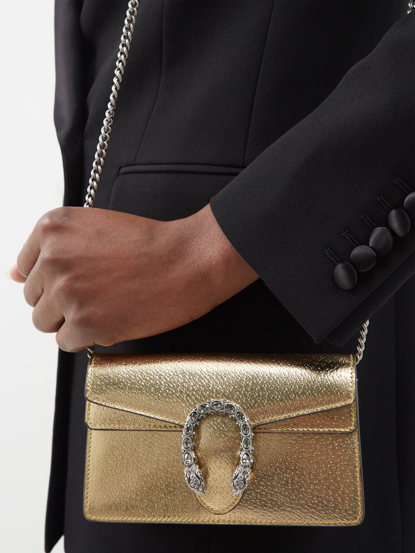 Gold Dionysus super mini leather cross-body bag