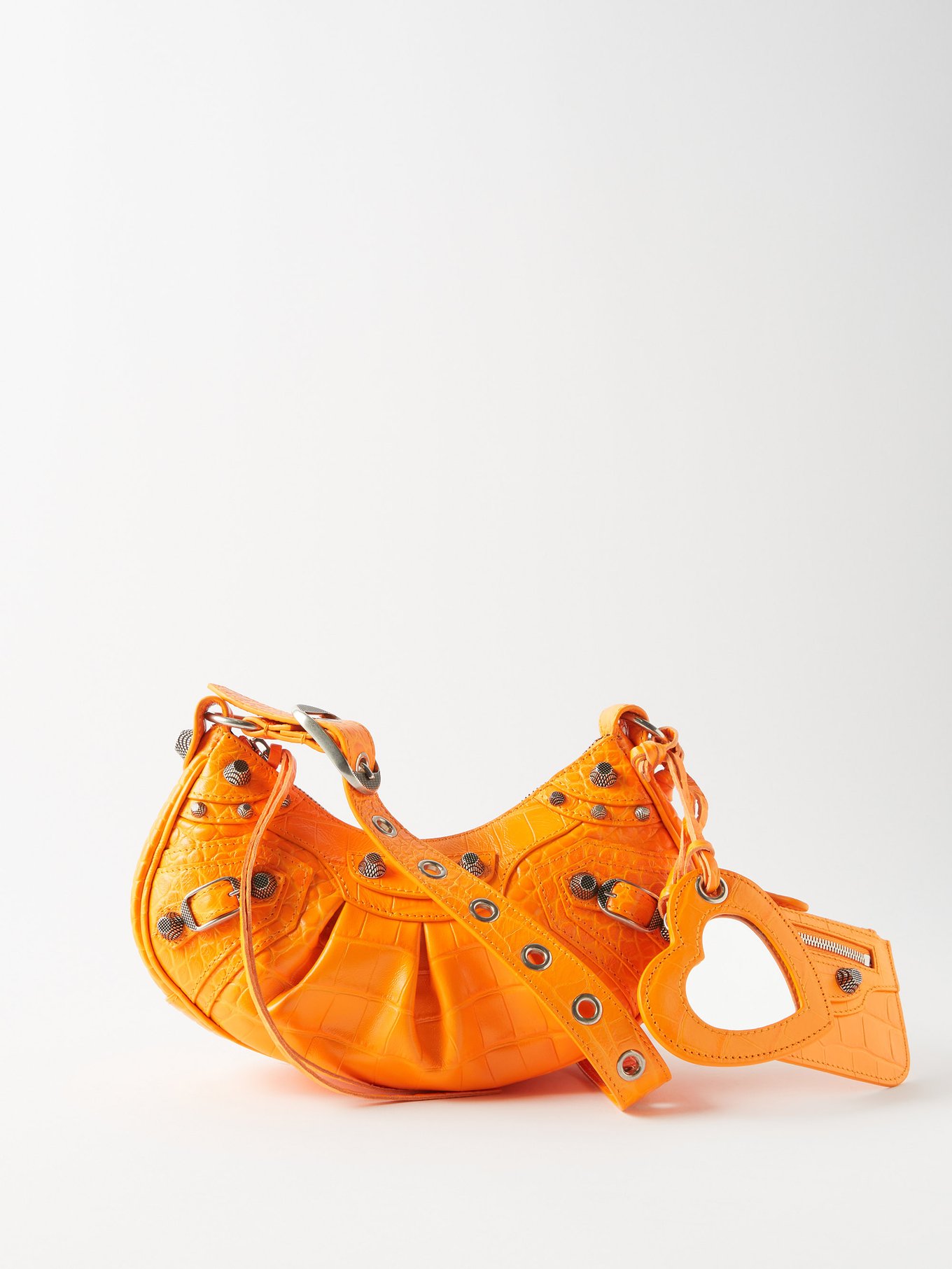 Orange Cagole XS croc-effect leather shoulder bag, Balenciaga