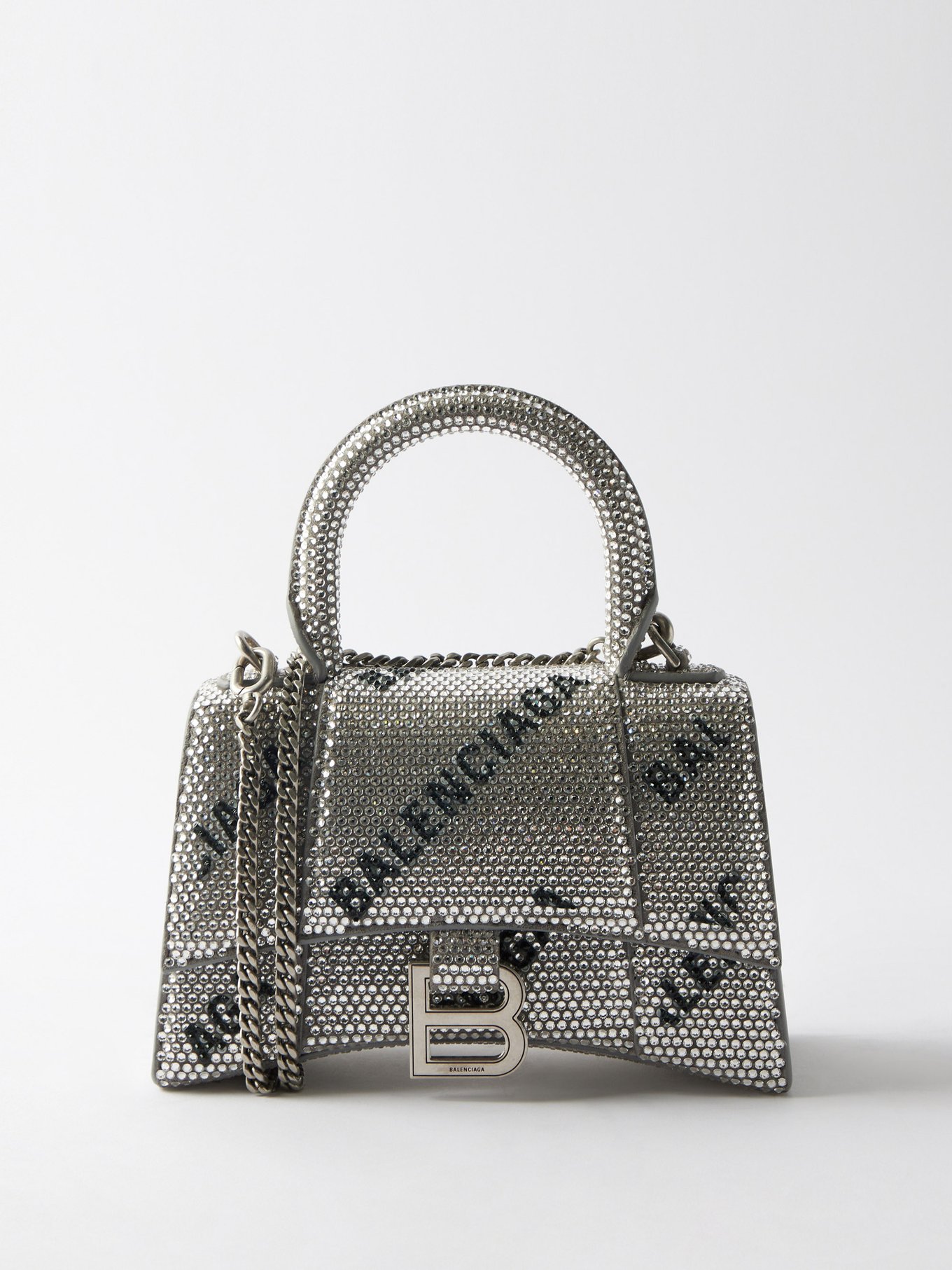 Balenciaga Hourglass XS Logo Embellished Top-Handle Bag
