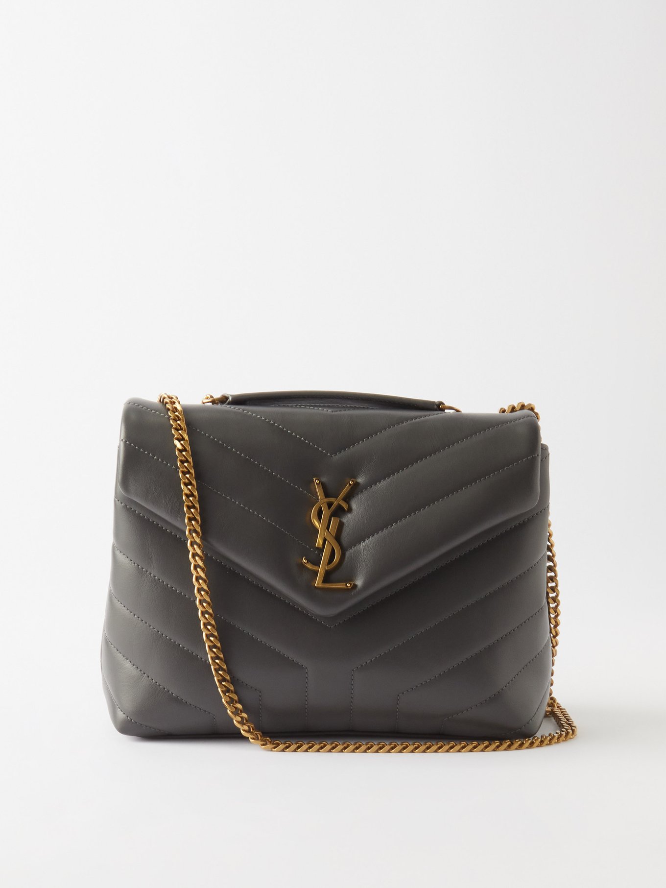 Yves Saint Laurent YSL LouLou Small Shoulder Chain Bag Black Gold