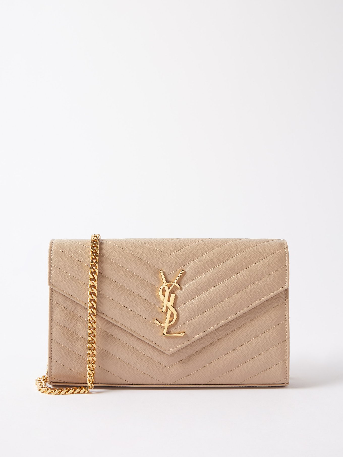 SAINT LAURENT Beige Quilted Large Envelope Bag — MOSS Designer