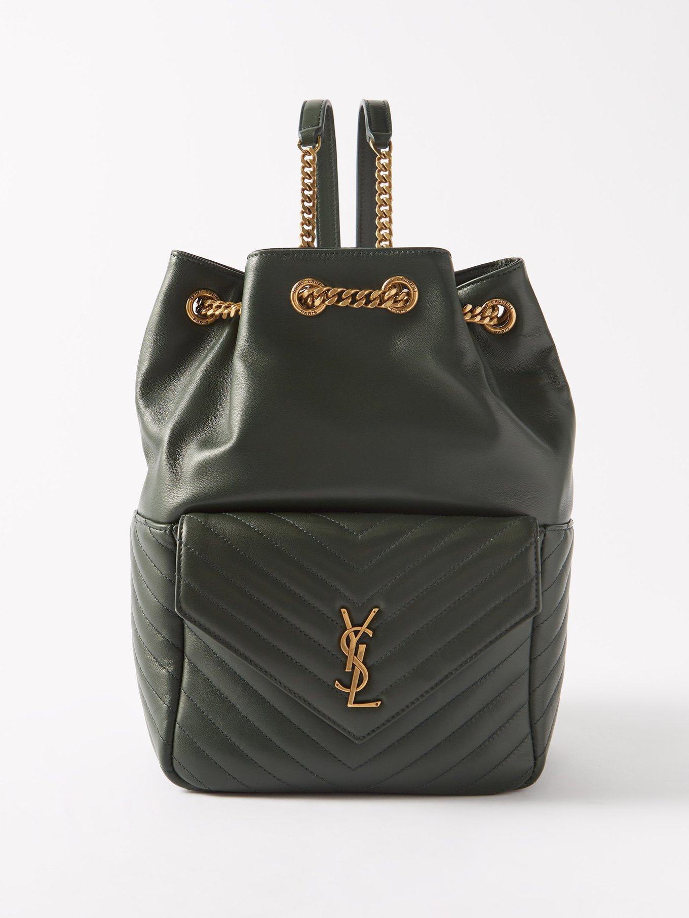 Green Joe YSL-monogram leather backpack