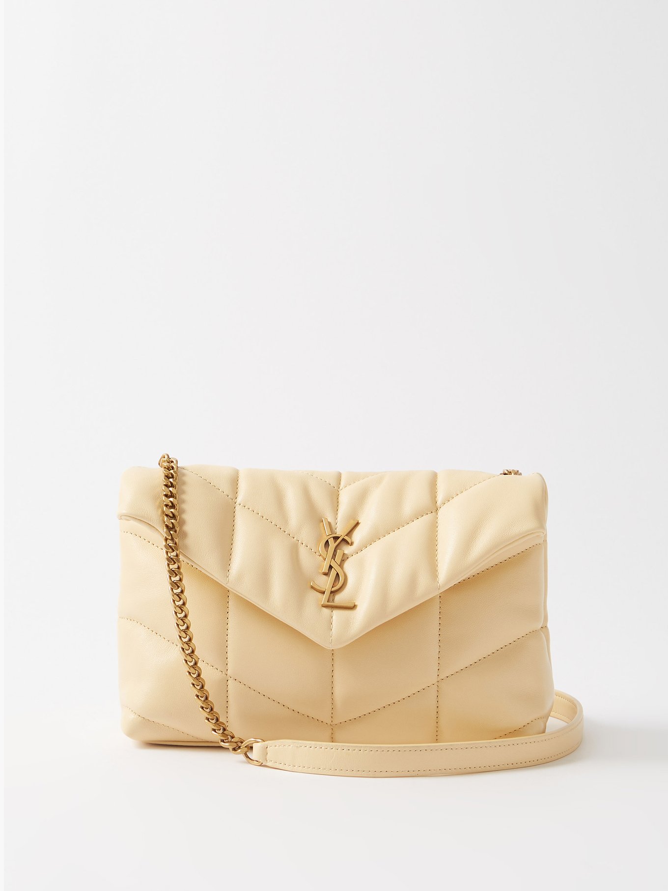 SAINT LAURENT: Toy Loulou bag in quilted leather - Yellow Cream