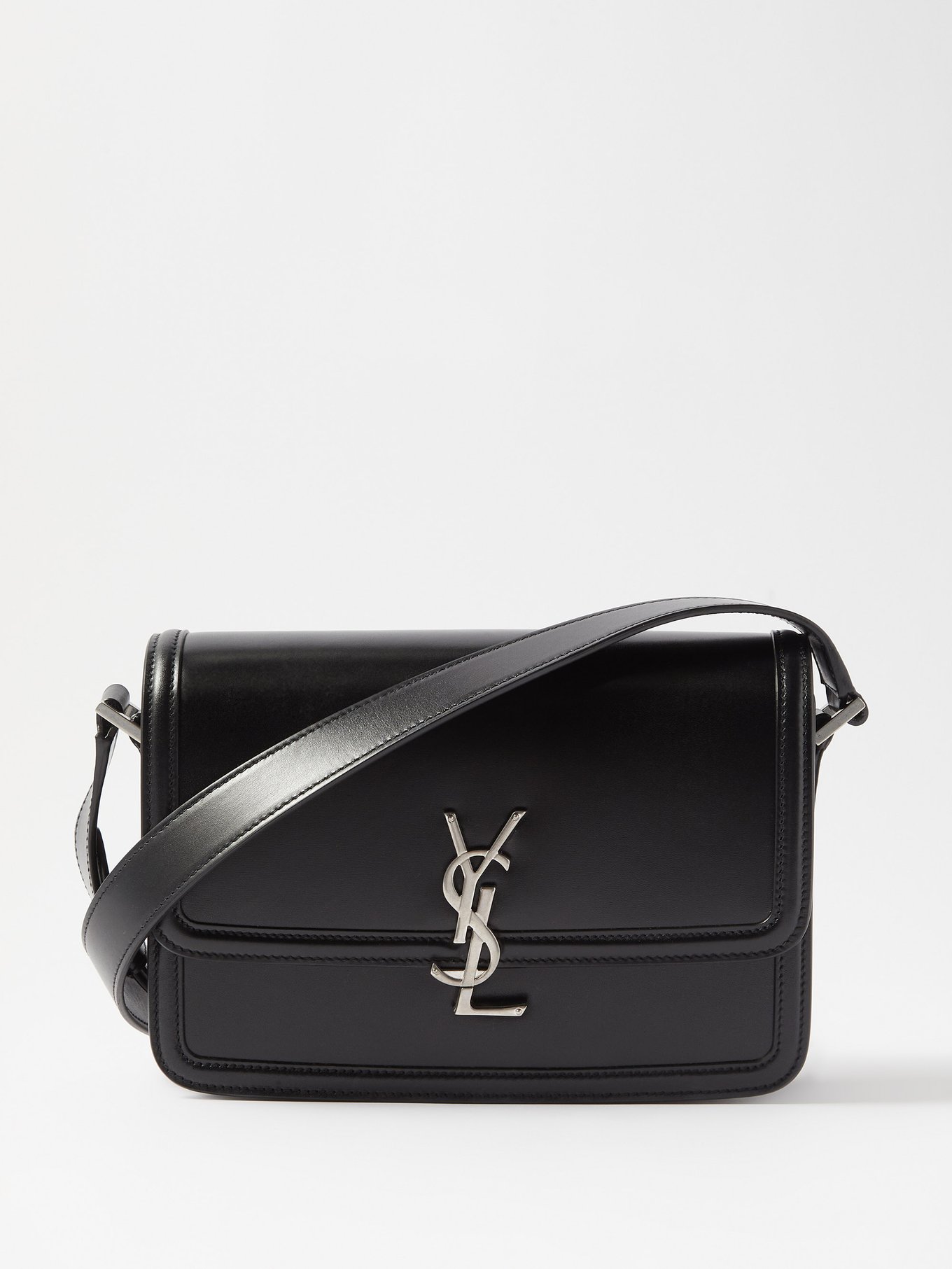 Black Solferino medium YSL-plaque leather shoulder bag, Saint Laurent