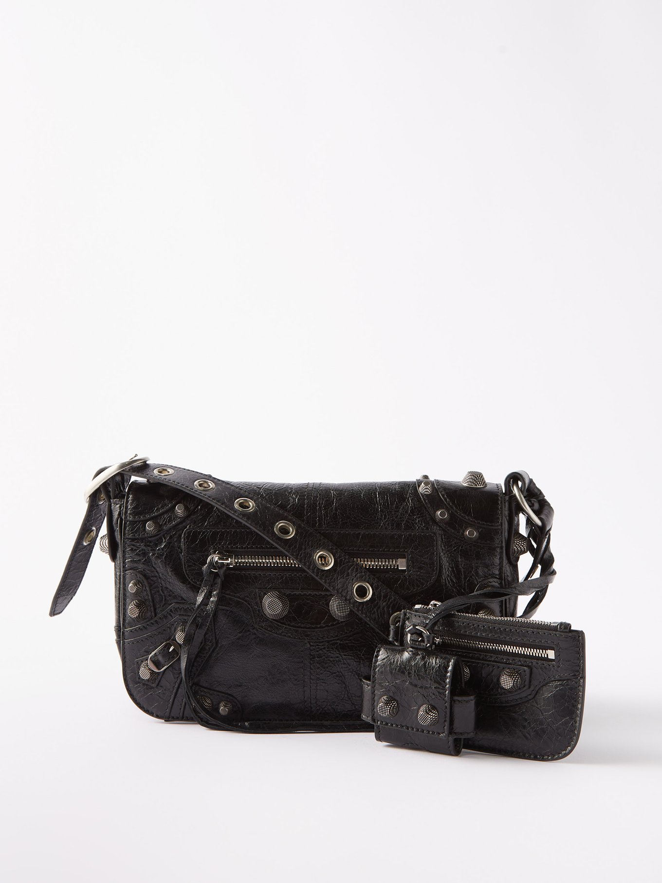 Black Le crinkled-leather cross-body bag | Balenciaga | MATCHESFASHION US