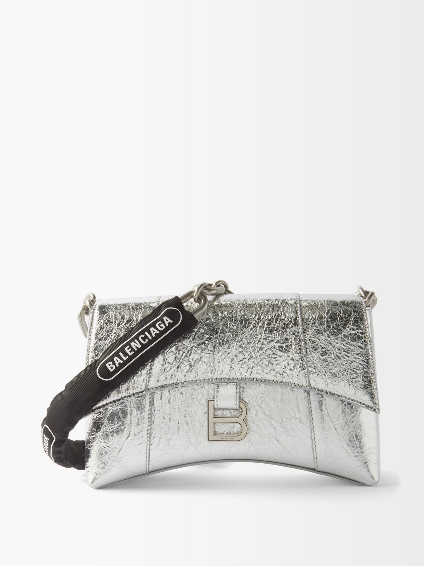 Silver Downtown XS crocodile-effect leather shoulder bag