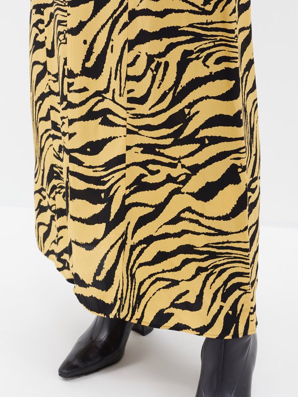 Raey High apex gold zebra silk slip dress