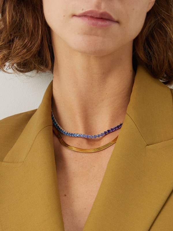 FALLON Grace crystal-embellished tennis necklace