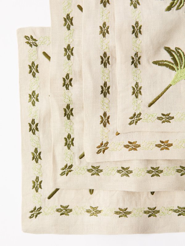 Johanna Ortiz Set of four embroidered linen napkins