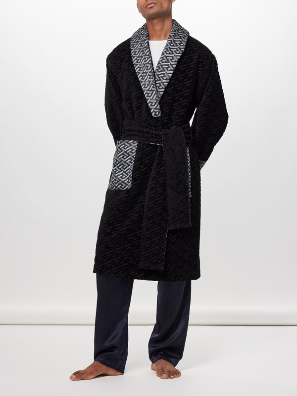 Versace La Greca-jacquard cotton bathrobe