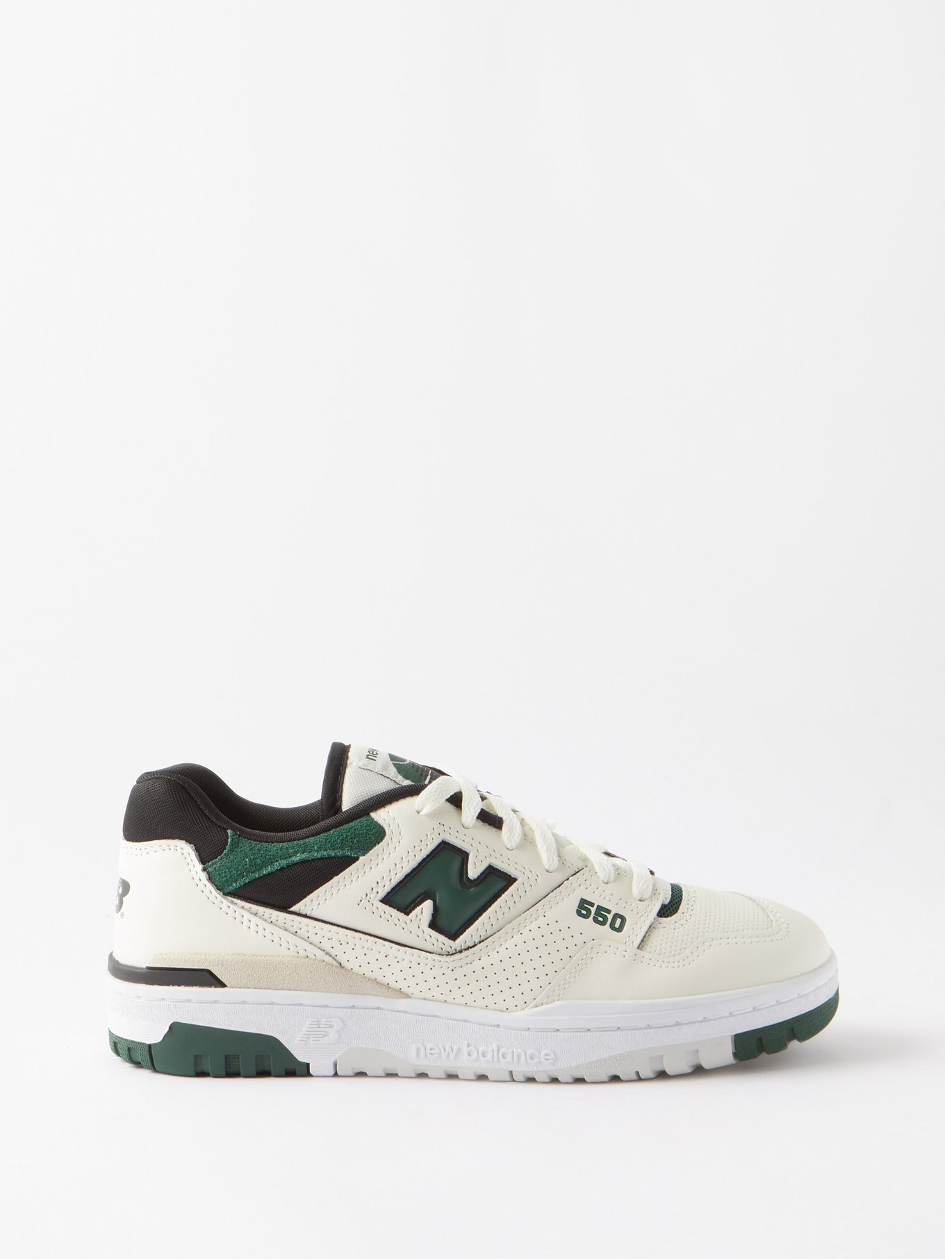 Green 550 Premium leather and mesh trainers, New Balance