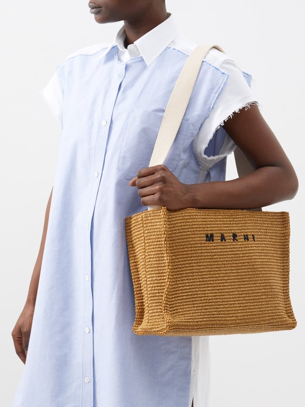 Marni Basket small faux-raffia tote bag