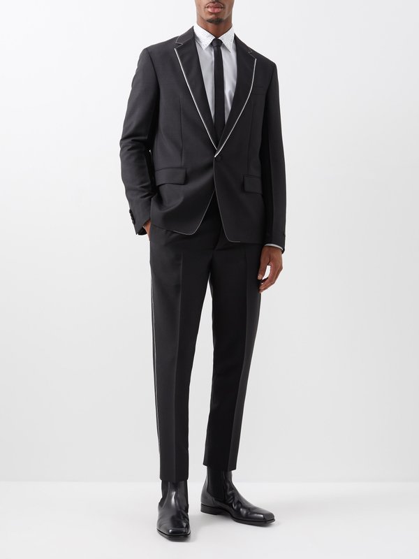 Prada Single-breasted piped mohair-blend suit jacket