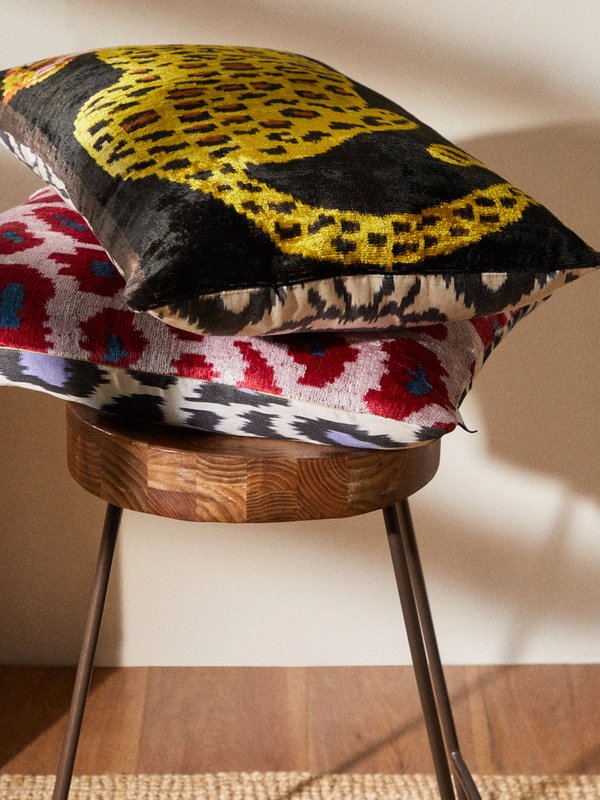 Les Ottomans Leopard-print silk-velvet cushion