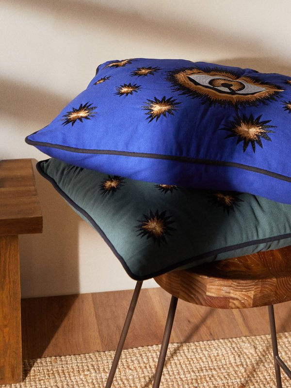 Les Ottomans Eye-embroidered cotton cushion