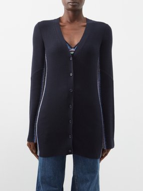 Chloé Embroidered ribbed wool cardigan