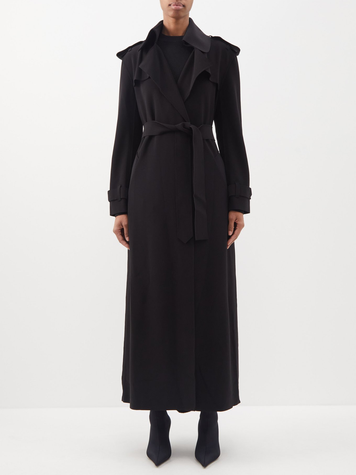 Belted jersey trench coat | Norma Kamali