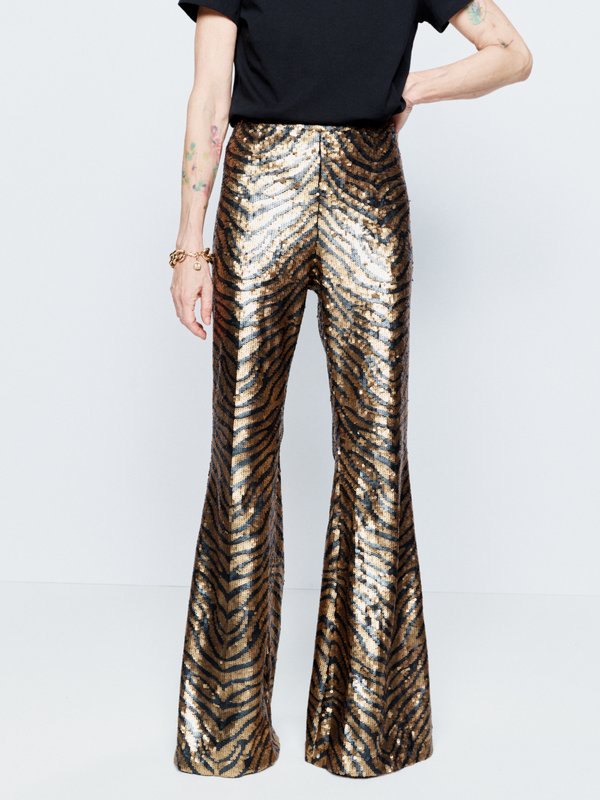 Raey Tiger sequin flared trousers