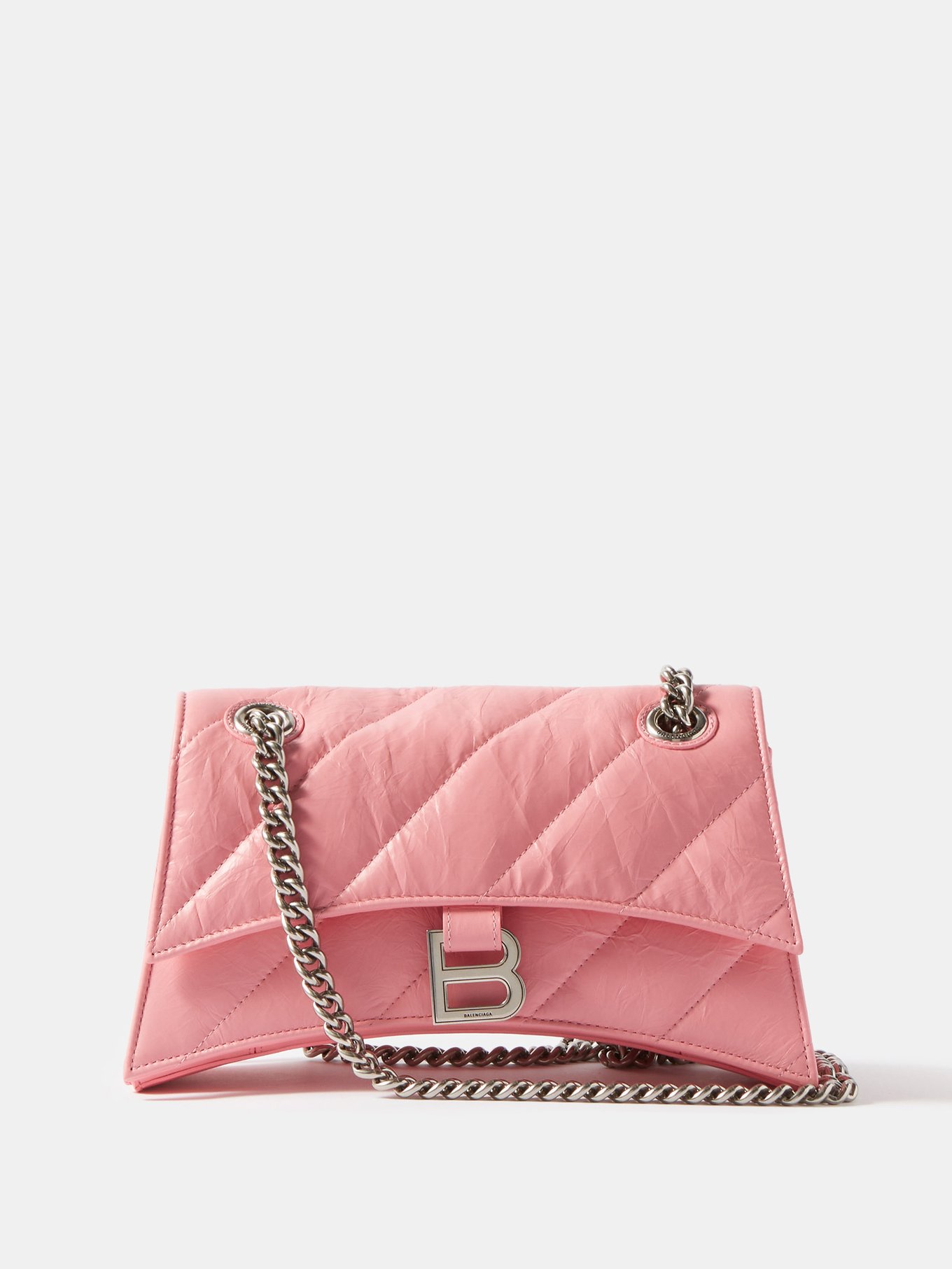 Balenciaga Bb Chain Wallet Satin Bag in Pink