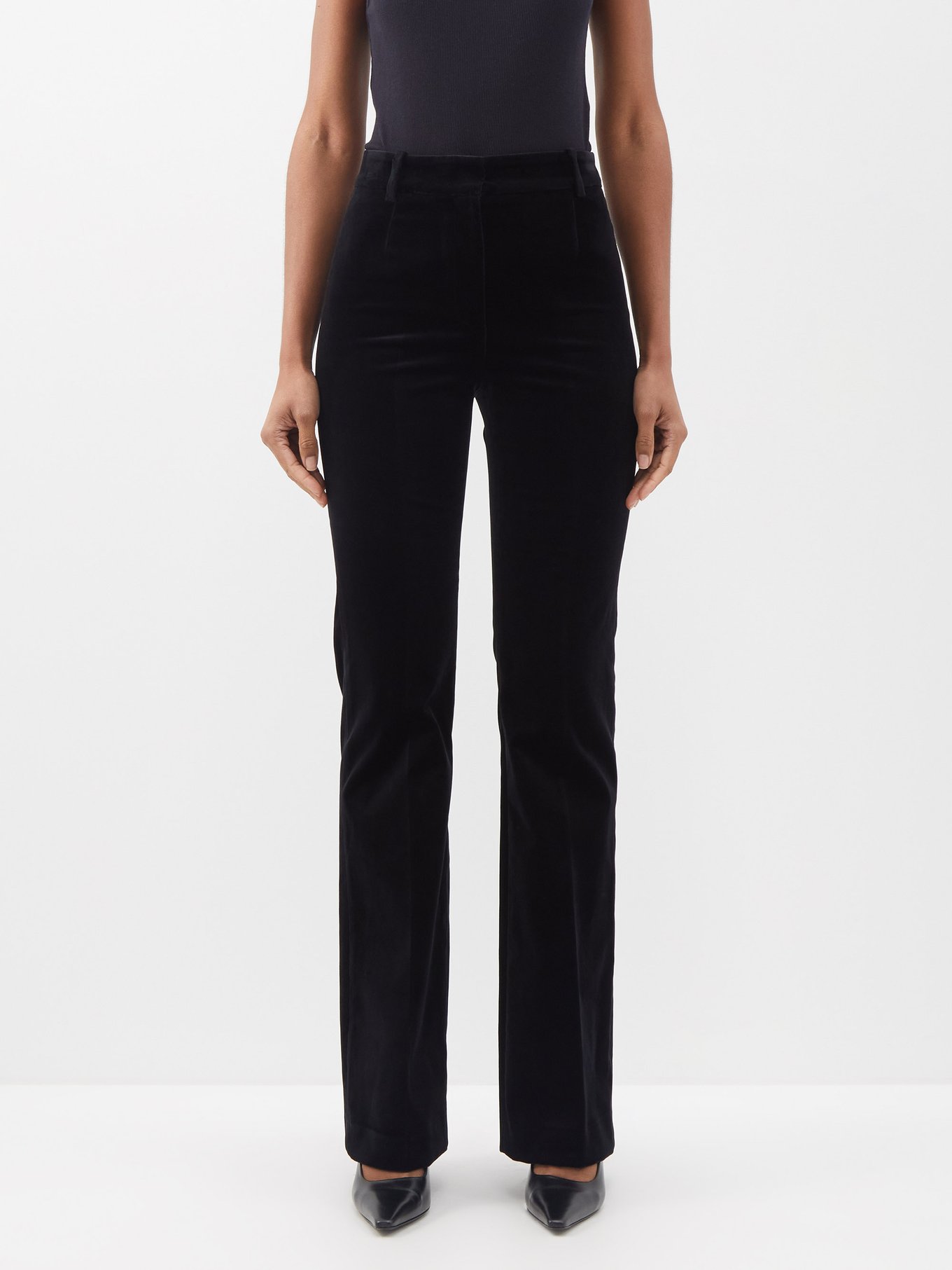 Black Corette stretch wool-blend flared trousers, Nili Lotan
