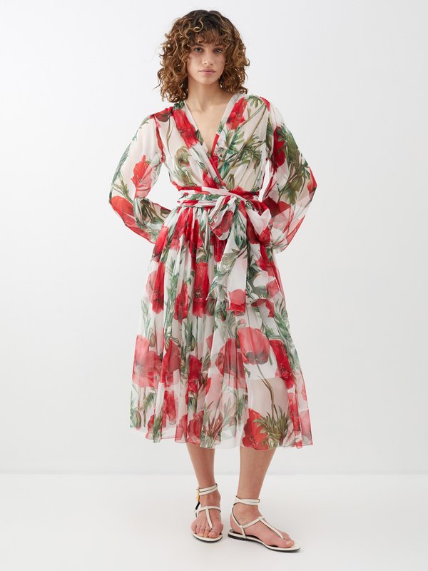 Dolce & Gabbana Happy Garden poppy-print silk-chiffon midi dress