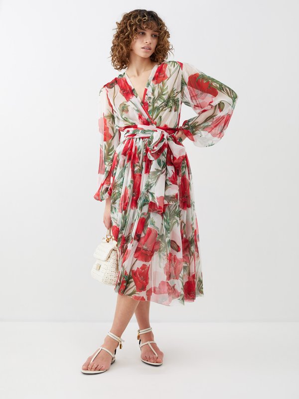 Dolce & Gabbana Happy Garden poppy-print silk-chiffon midi dress