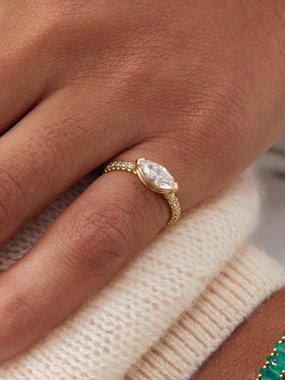 Shay Solitaire diamond & 18kt gold pinky ring
