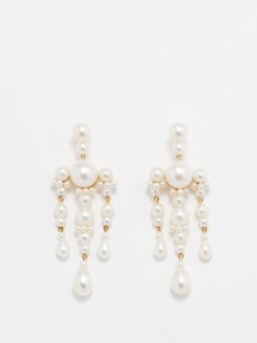 Sophie Bille Brahe Jardin de Perle pearl & 14kt gold earrings