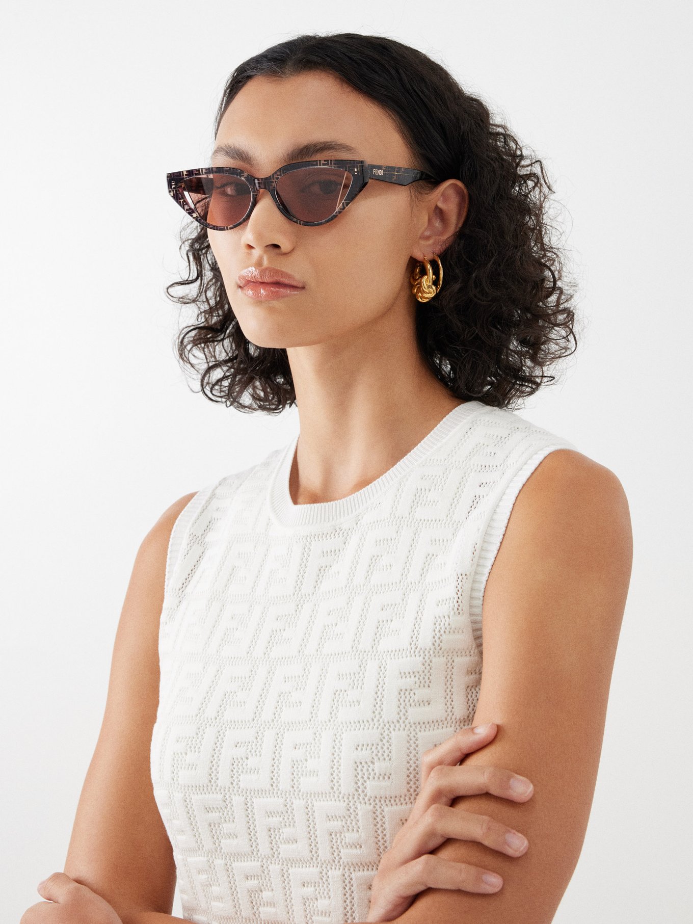 Fendigraphy cat-eye logo-print acetate sunglasses | Fendi Eyewear