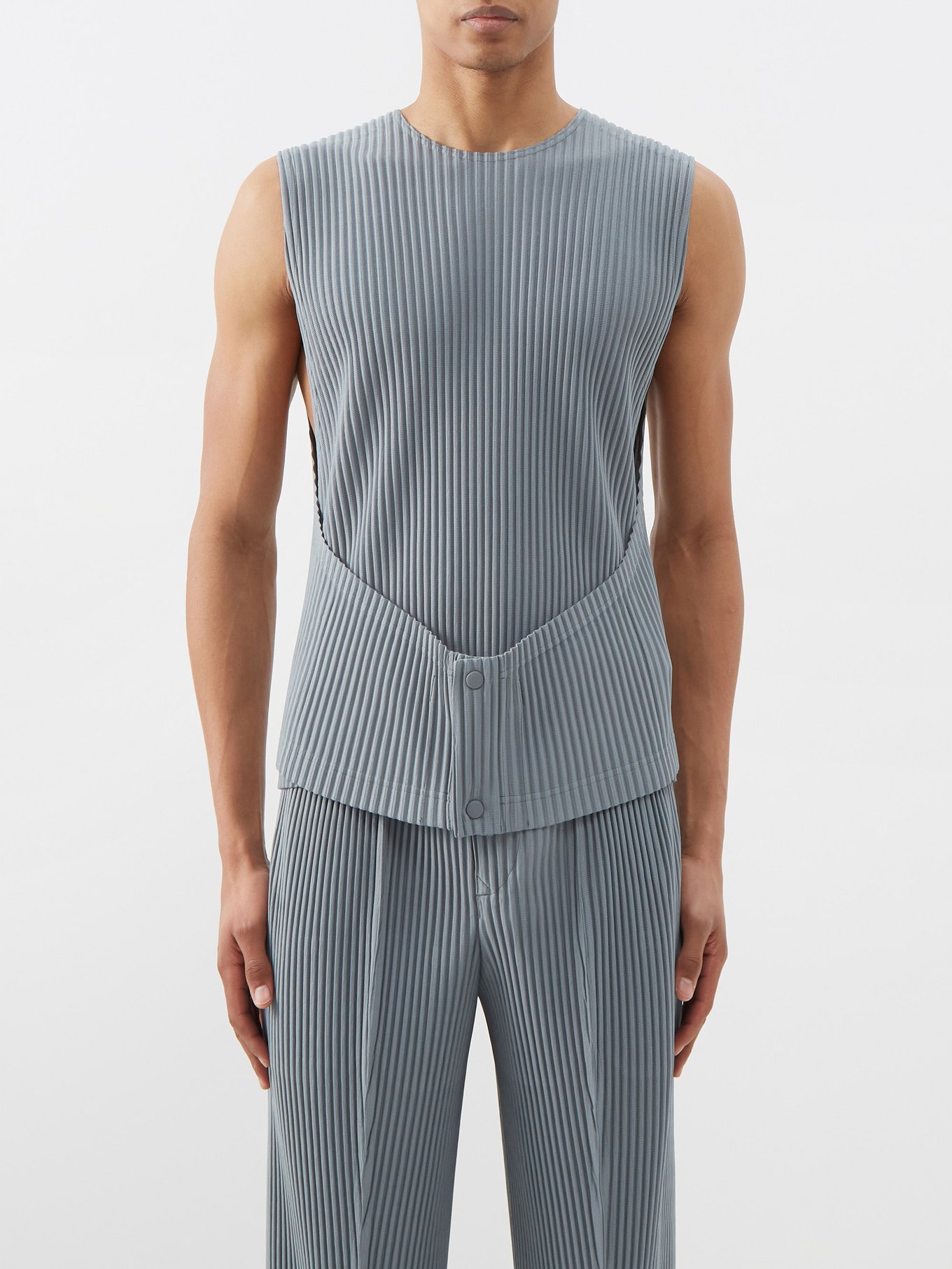 Pleats Please Issey Miyake - Technical-pleated Tank Top - Womens - Light Grey