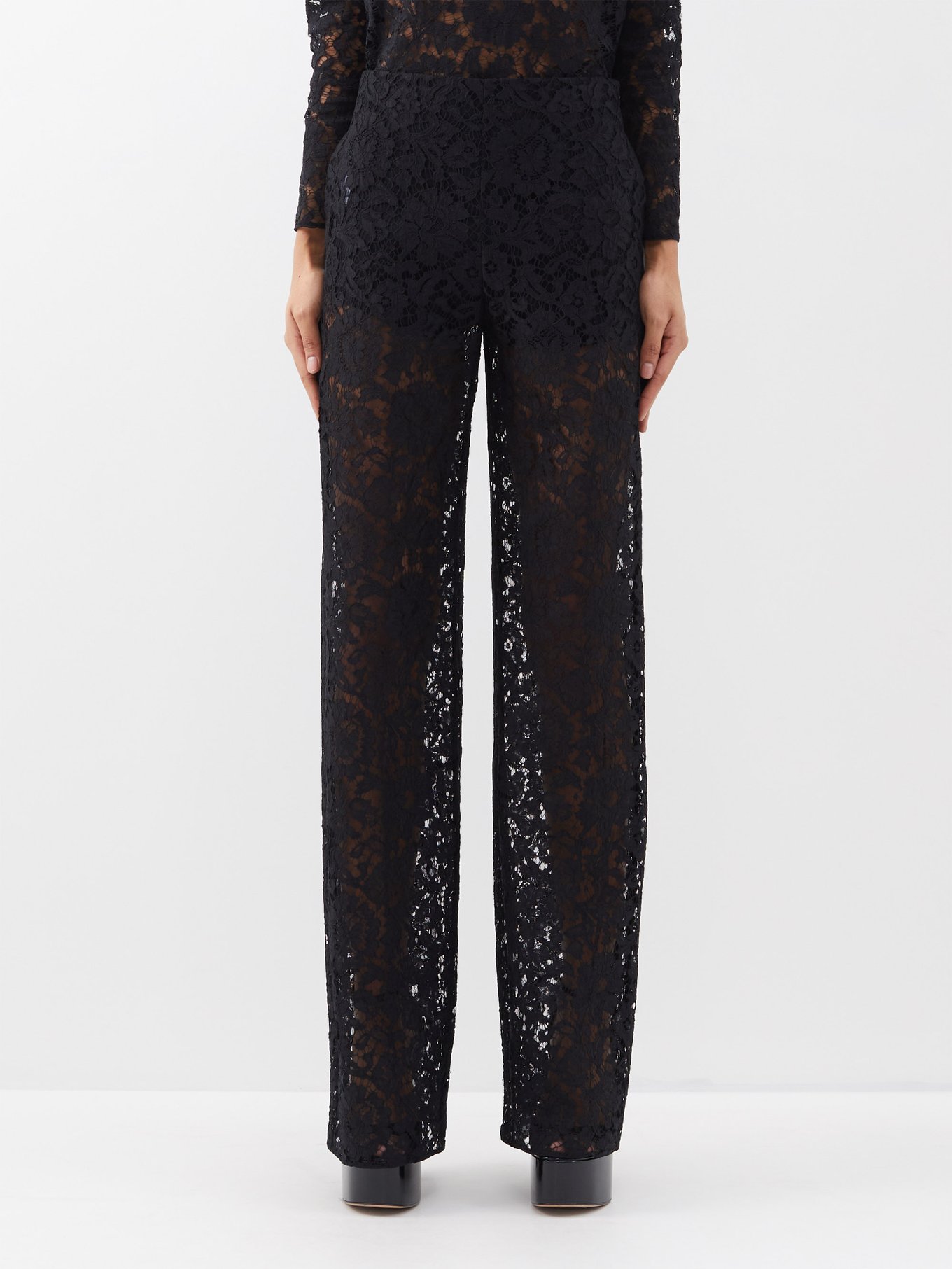 Floral lace trouser in Black Ready-to-wear