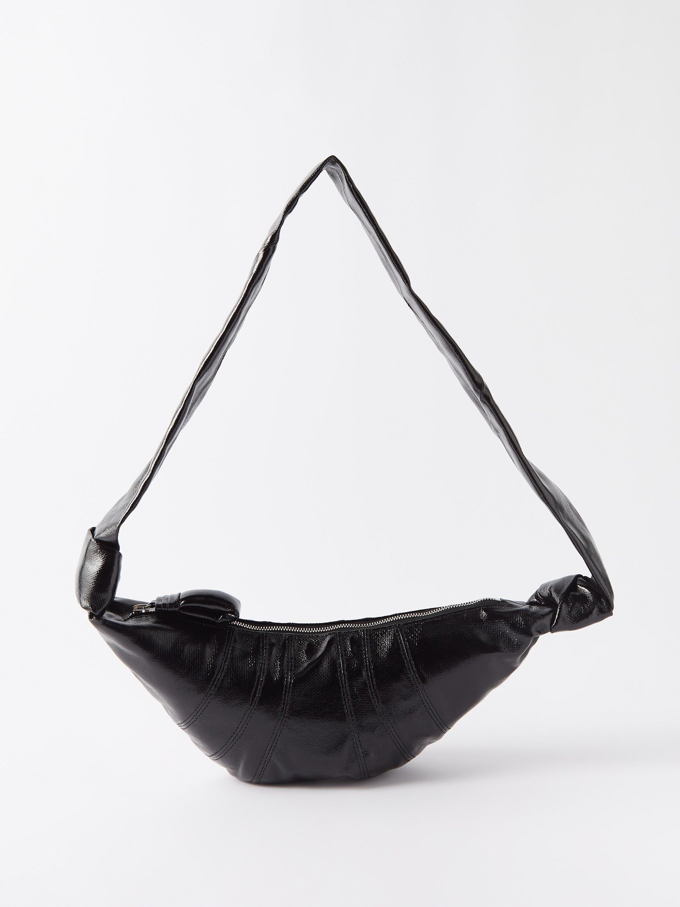 Croissant Small Leather Shoulder Bag in Black - Lemaire