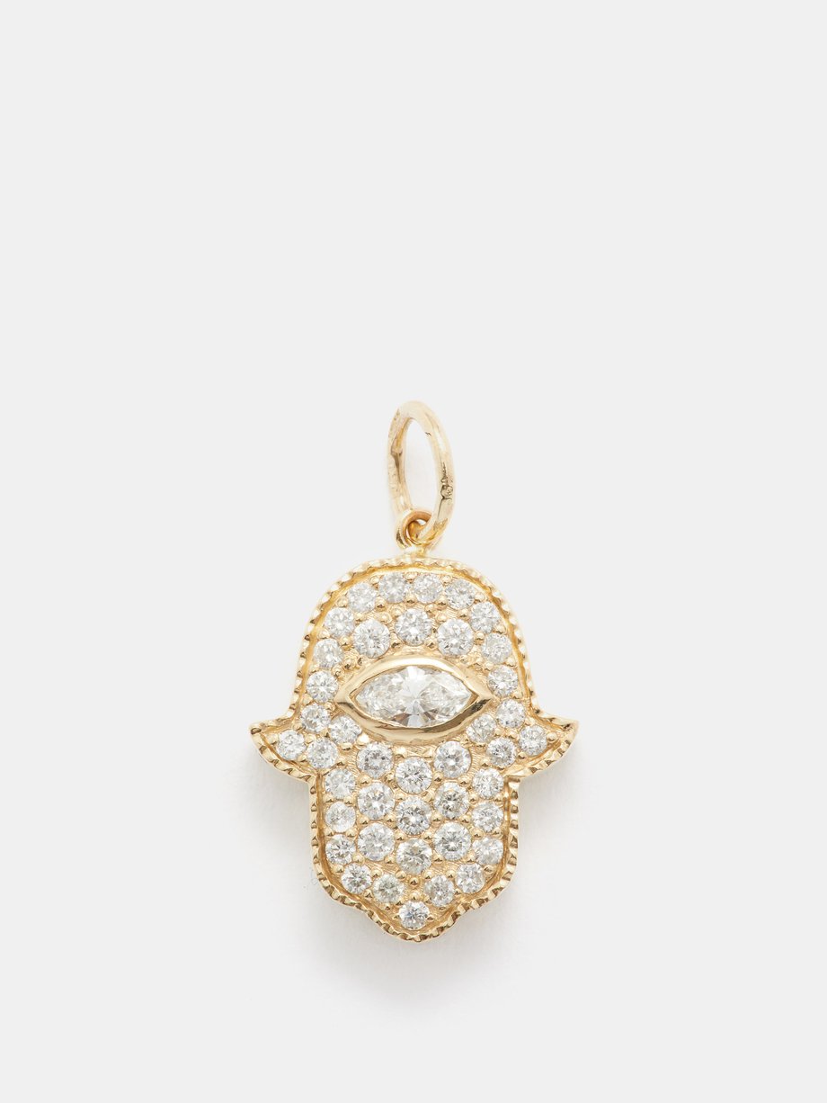 Jacquie Aiche Hamsa diamond & 14kt gold charm