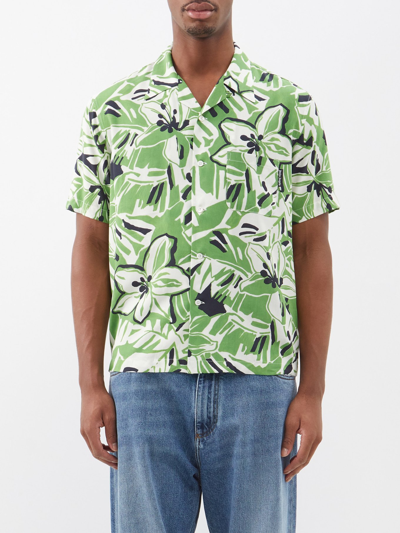 Prada PRADA hibiscus floral print bowling shirt