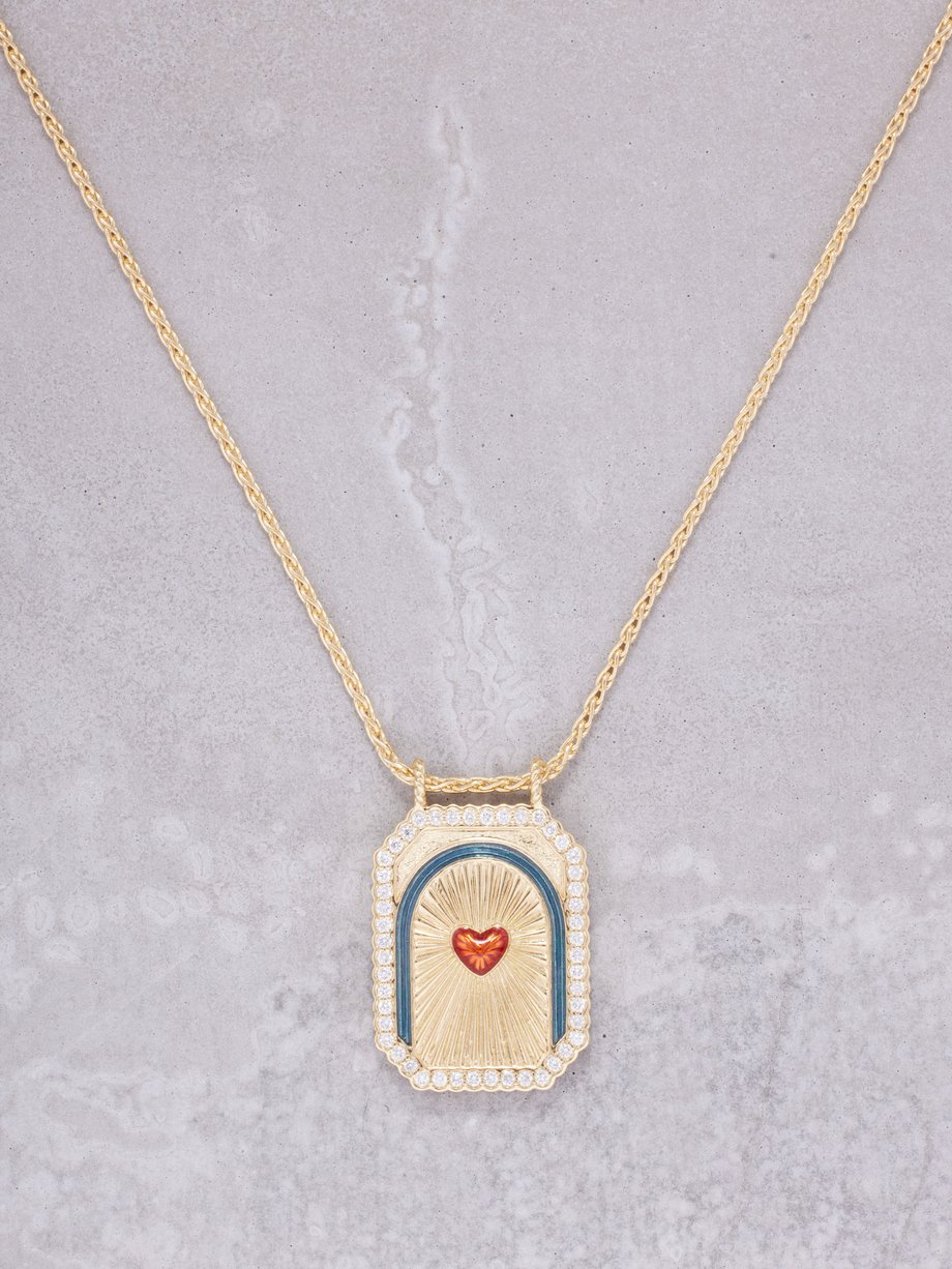 Marie Lichtenberg Heart mini diamond & 18kt gold scapular necklace