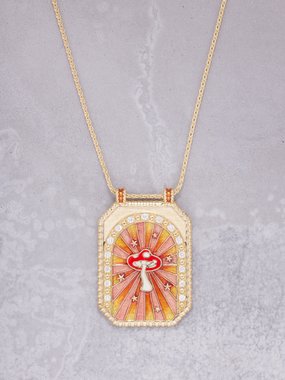 Marie Lichtenberg Mushroom diamond & 18kt gold scapular necklace