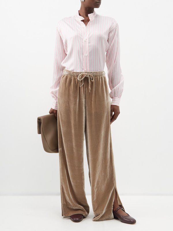 Le Kasha Henryl stand-collar striped silk shirt