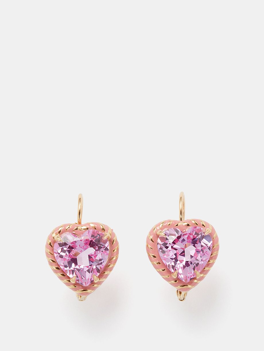 Alison Lou Streamer heart sapphire & 14kt gold earrings