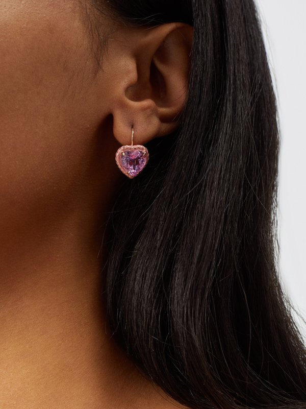 Alison Lou Streamer heart sapphire & 14kt gold earrings