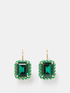 Alison Lou Streamer emerald & 14kt gold drop earrings
