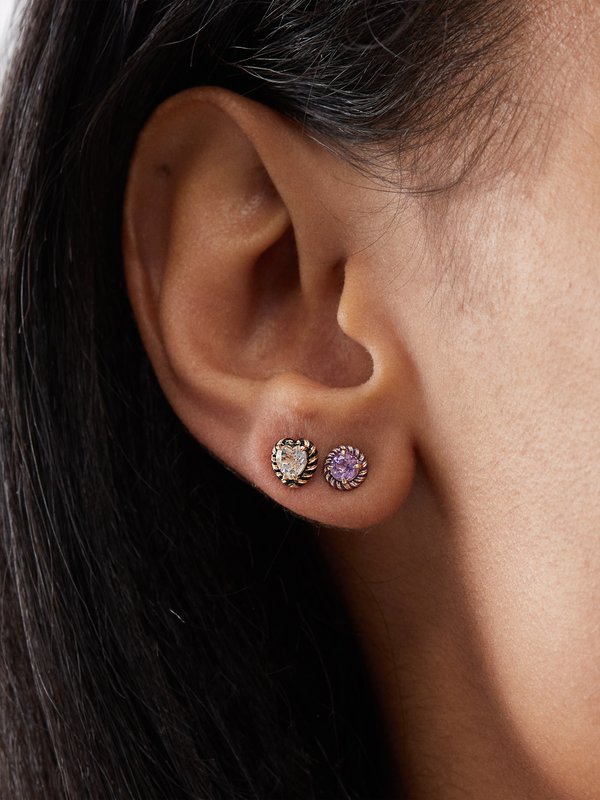 Alison Lou Amethyst & 14kt gold single earring