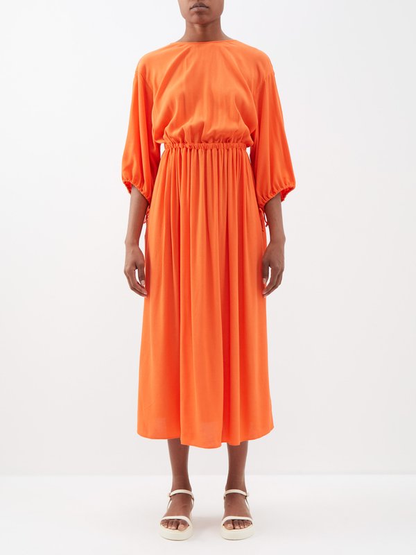 Three Graces London Shelby gathered belted dress