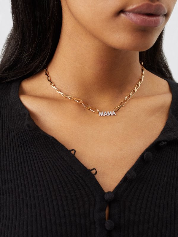 Yvonne Léon Mama diamond & 18kt gold necklace