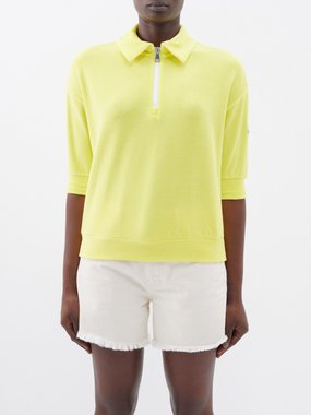Moncler Half-zip cotton-terry polo shirt