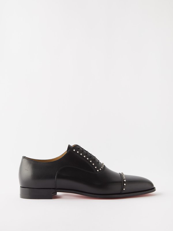 Christian Louboutin Cloocloo spike-embellished leather Derby shoes
