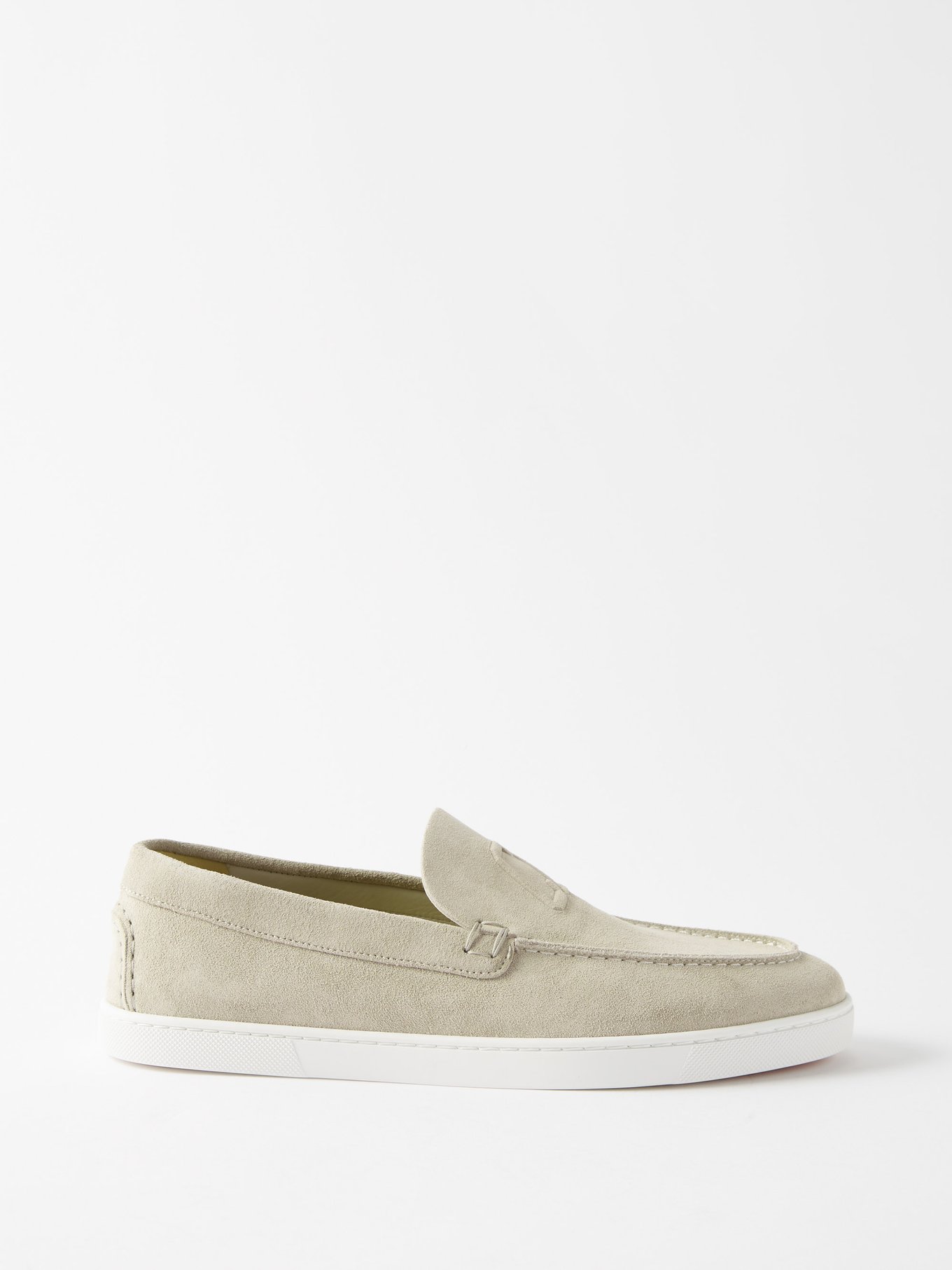 CHRISTIAN LOUBOUTIN Varsiboat Logo-Embossed Suede Loafers for Men