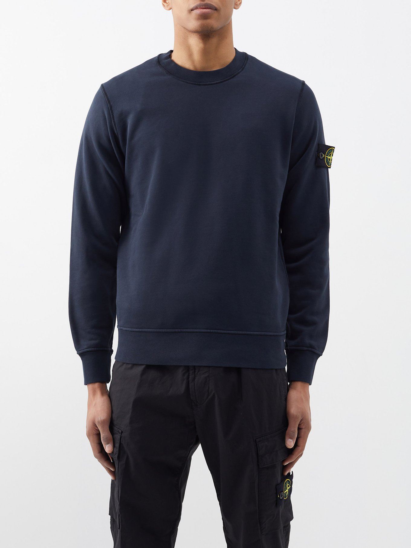 Louis Vuitton Men's Navy Cotton Patch Sweater with Tipping