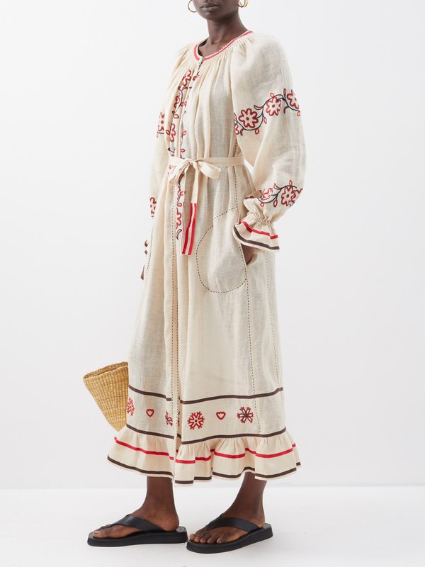 Vita Kin Bukovel embroidered-linen dress