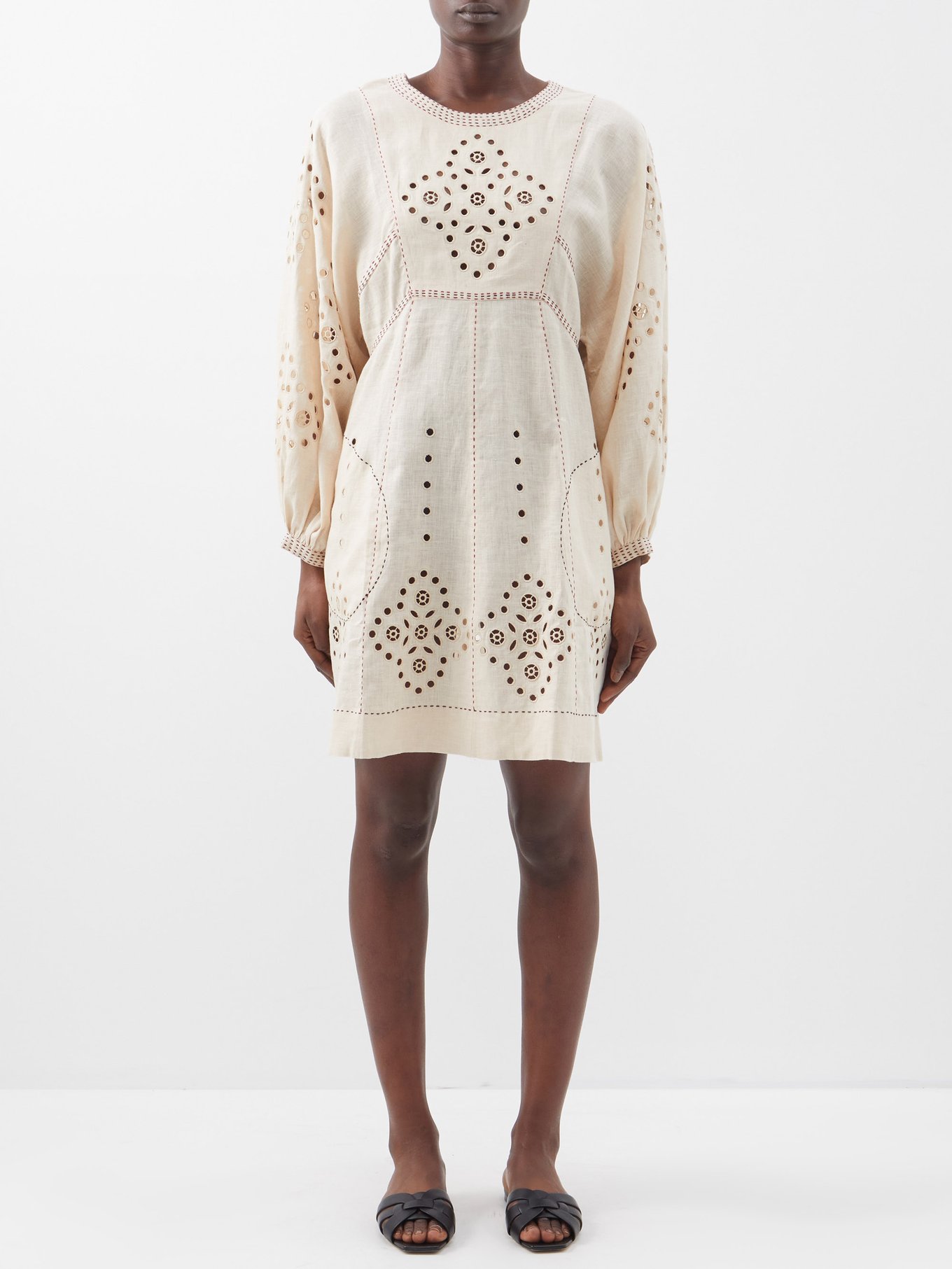Renata floral-embroidered linen dress | Vita Kin