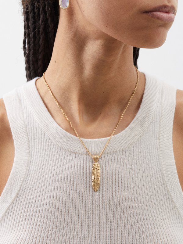 Jade Jagger Leaf-pendant 18kt gold necklace